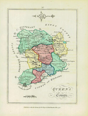 1776 IRELAND - Engraved Antique Map of QUEEN'S COUNTY with original colour