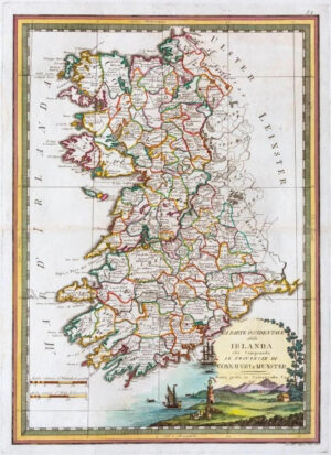 1795 Ireland LA PARTE OCCIDENTALE DELLA IRELANDA Connaught Munster MAP (LM12)