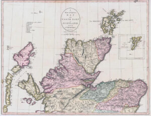 1800-10 Large Engraved Map of the NORTH PART OF SCOTLAND John Cary Colour (CL26)