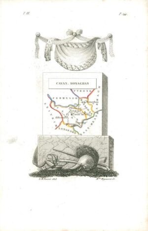 1823 Original Antique Map - IRELAND CAVAN MONAGHAN by Perrot (45)