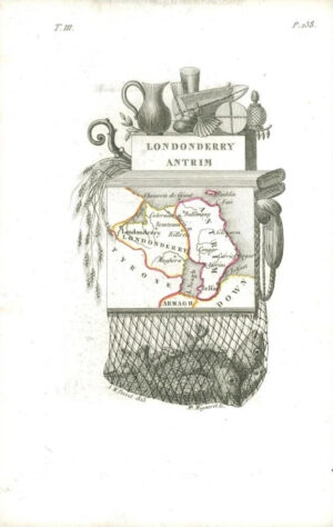 1823 Original Antique Map - IRELAND  LONDONDERRY ANTRIM by Perrot (42)