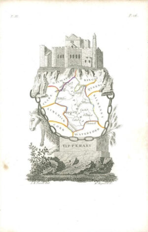 1823 Original Decorative Antique Map - IRELAND TIPPERARY by Perrot (55)