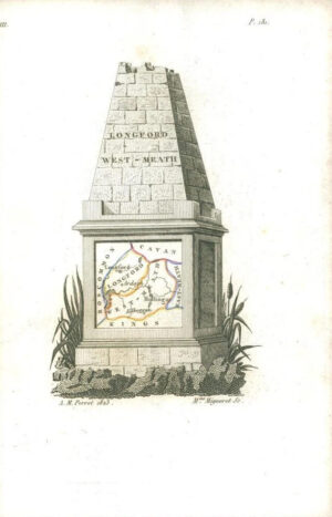 1823 Original Decorative Antique Map IRELAND LONGFORD WEST MEATH by Perrot (49)