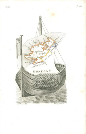 1823 Original Decorative Antique Map - IRELAND  DONEGAL by Perrot (41)