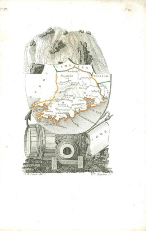 1823 Original Decorative Antique Map - IRELAND CORK LIMERICK by Perrot (57)