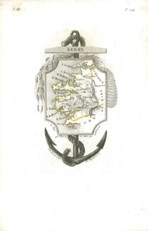 1823 Original Decorative Antique Map - IRELAND KERRY by Perrot (56)