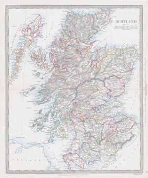 c1860 Large Colour Antique Map SCOTLAND Edinburgh Inverness Aberdeen Skye (MA/6)