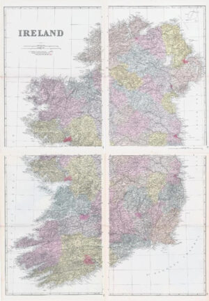 1883 Large Map IRELAND Set of 4 Maps Ordnance Survey by Bacon (BO55/56/57/58)
