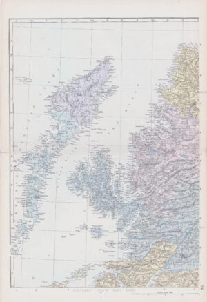 1883 Large Map of SCOTLAND North West Sheet Ordnance Survey by Bacon (BO52)