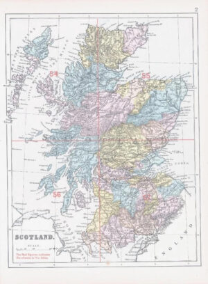 1883 Map of SCOTLAND Ordnance Survey by Bacon (BO103)