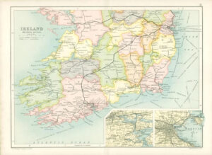 1912 Original Colour Antique Map  - IRELAND SOUTHERN (23)