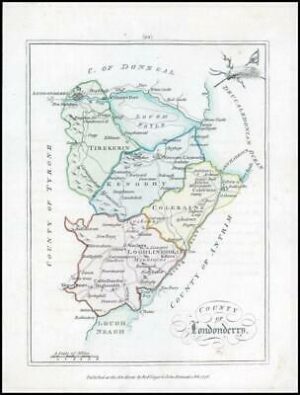 1776 IRELAND - Rare engraved antique map of LONDONDERRY Bernard Scale (BS2/10)