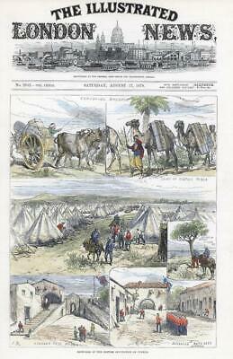 1878 Large Antique Colour Print - CYPRUS British Military Views NICOSIA (CC35)