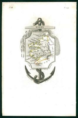 1823 Original Decorative Antique Map - IRELAND KERRY by Perrot (56)