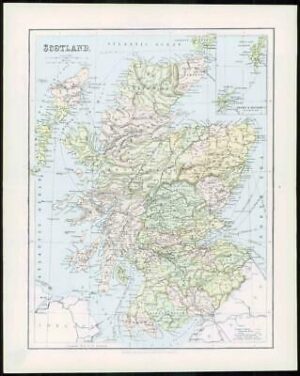 1903 Original Antique Colour Map - SCOTLAND ORKNEY SHETLAND ISLANDS (10)