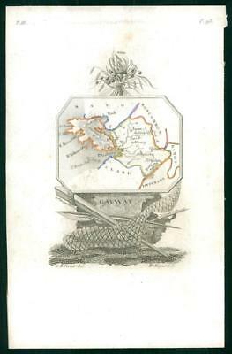 1823 Original Decorative Antique Map - IRELAND GALWAY by Perrot (48)