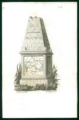 1823 Original Decorative Antique Map IRELAND LONGFORD WEST MEATH by Perrot (49)