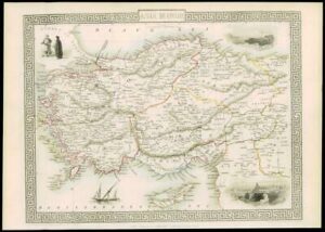 1850 Antique Map "ASIA MINOR" by Tallis CYPRUS TURKEY SYRIA RHODES (DW28)