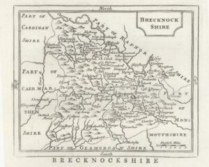 c1780 WALES Antique Map BRECKNOCKSHIRE by John Seller / Francis Grose (GM)