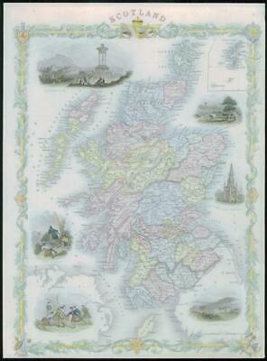 1850 RARE Original Antique Map "SCOTLAND" by TALLIS FULL COLOUR (30)