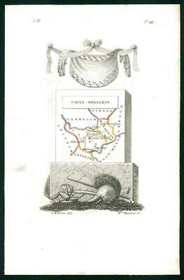 1823 Original Antique Map - IRELAND CAVAN MONAGHAN by Perrot (45)