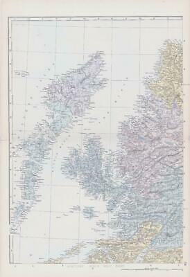 1883 Large Map of SCOTLAND North West Sheet Ordnance Survey by Bacon (BO52)
