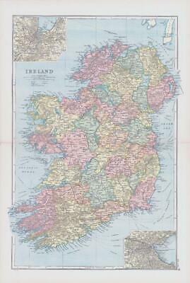 1898 Large Antique Colour Map IRELAND Kilkenny Armagh Donegal Sligo Down (NGA11)
