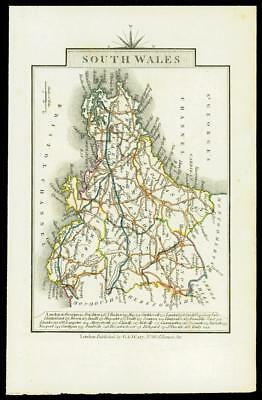 c1793 Small Antique MAP of 'SOUTH WALES' by John Cary Outline Colour (W/DW126)