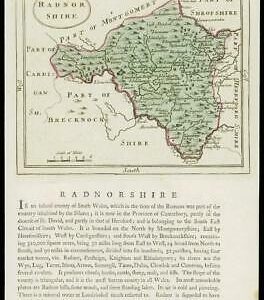 c1780 Antique Map WALES County Map of RADNORSHIRE Grose Seller (W/DW115)