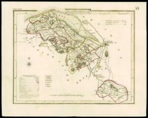 c1847 Original Antique colour map of "FLINTSHIRE" Wales (W/DW45)