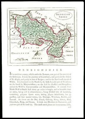 c1780 Antique Map WALES County Map of DENBIGHSHIRE Grose Seller (W/DW118)