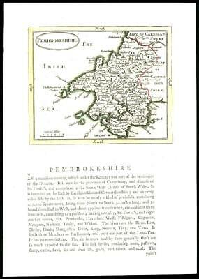 c1780 Antique Map WALES County Map of PEMBROKESHIRE Grose Seller (W/DW112)