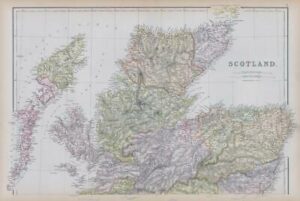 1882 LARGE Colour Antique Map of SCOTLAND by BLACKIE (BA51)