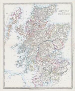 c1860 Large Colour Antique Map SCOTLAND Edinburgh Inverness Aberdeen Skye (MA/6)
