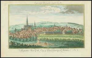 1771 Large Perspective View of the City & Salisbury in Wiltshire (bt23)