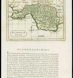 c1780 Original Antique Map WALES County Map GLAMORGANSHIRE Grose Seller (W/DW106)