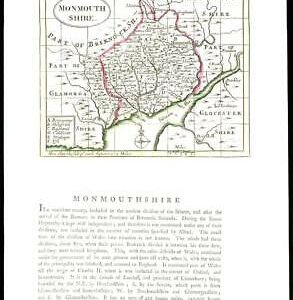c1780 Original Antique Map WALES County Map MONMOUTHSHIRE Grose Seller (W/DW109)