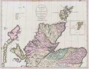 1800-10 Large Engraved Map of the NORTH PART OF SCOTLAND John Cary Colour (CL26)