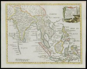 1787 - Original Antique Map SOUTH EAST ASIA INDIA BORNEO SIAM by de la Tour (16)