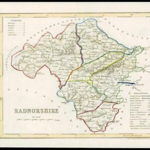 c1860 Original antique colour map of "RADNORSHIRE" Wales by JOSHUA ARCHER (W/DW9)