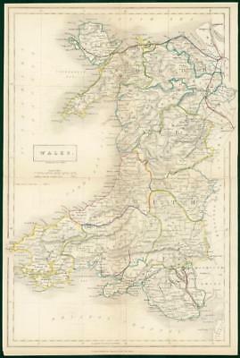 c1820 - Original Antique Map WALES Chapman Hall outline hand colour (CP36-M)