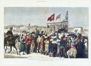 1879 Large original ANTIQUE Print CYPRUS British Sports LARNACA Pony Race (DPP)