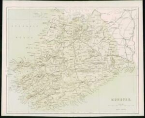 1868 - Original Colour Antique Map of MUNSTER in Ireland (FC1)