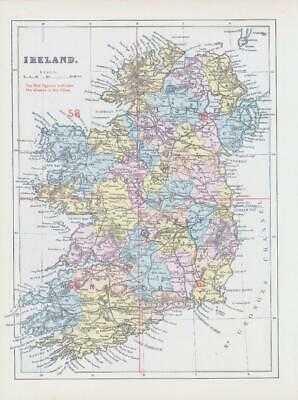 1883 Map of IRELAND Ordnance Survey by Bacon (BO107)