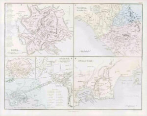1864 - Original Antique Map ANCIENT ITALY ROME SYRACUSE ROMA ATHENAE (21)
