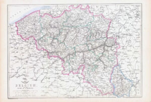 1863 Map BELGIUM AND THE DUCHY OF LUXEMBURG Luxembourg by Edward Weller (DA149)