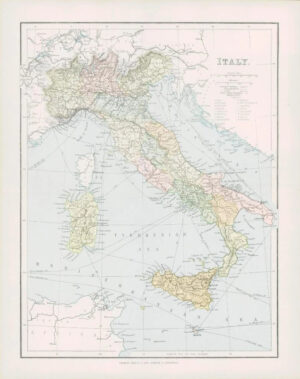 1903 Original Antique Colour Map - ITALY SICILY SARDINIA Tyrrhenian Sea (15)