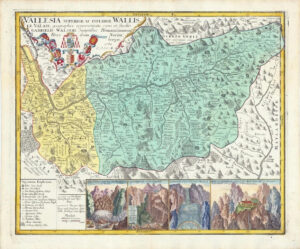1768 Map Switzerland VALLESIA SUPERIOR INFERIOR WALLIS Valais Homann (HM62)