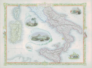 1850 RARE Original Antique Map of "SOUTHERN ITALY" by TALLIS FULL COLOUR (73)