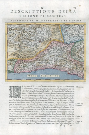 1597/8 Antique Map NORTH WEST ITALY Region REGIONE PIEMONTESE  Magini (G24)